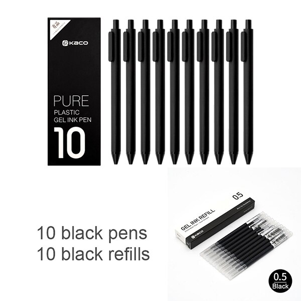 Original Xiaomi Mijia Kaco Pen 0.5mm Gel Pen Signing Pen Core Durable Signing Pen Refill Smooth Writing for School Office: black add black