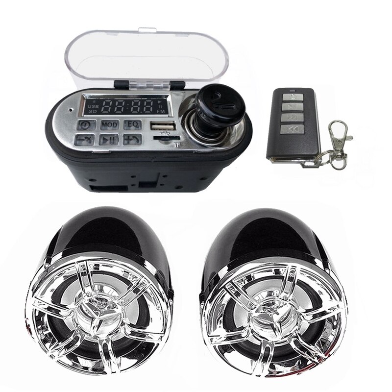Sistema de Audio para motocicleta, altavoz estéreo para motocicleta, a prueba de agua, Radio FM, Bluetooth, USB, TF, MP3, Kit de reproductor de música: Default Title