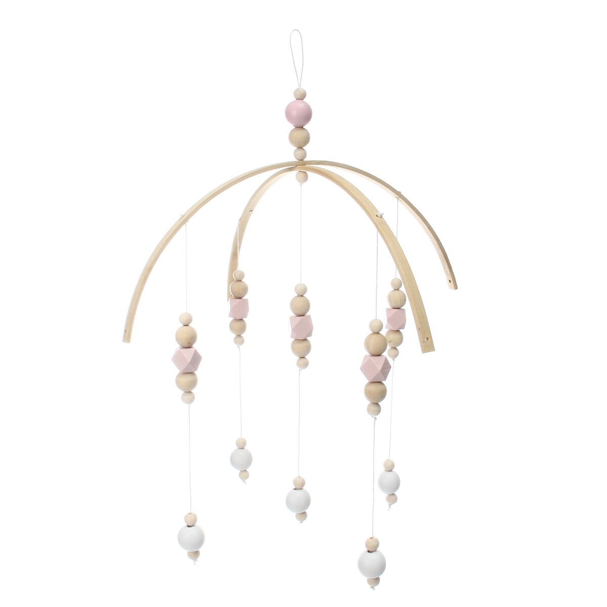 Wooden Baby Rattles Baby Crib Mobile Bed Bell Toy Hanging DIY Rotary Holder Arm Bracket Baby Room Decorative Wood Bead