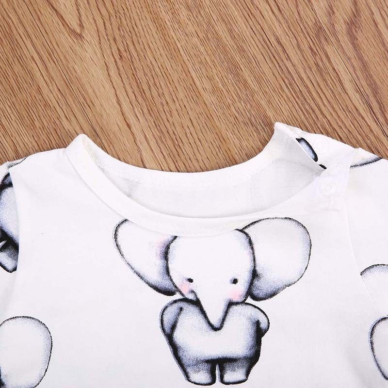 Sød baby elefant print romper baby dreng pige tøj nyfødt bomuld langærmet romper jumpsuit baby tøj outfits
