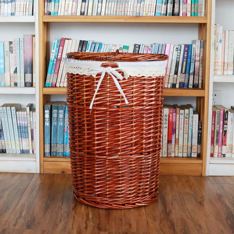 Clothes storage basket hamper laundry barrel rattan large clothing toy tweezers household with cover: Old  farmer  5