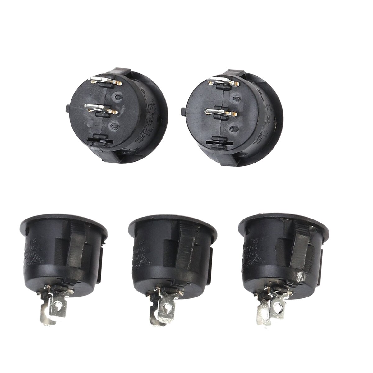 5 X Auto Toggle Switch, 2 Pole, Snap-In Round Switch, Lock For Sedan, Boat And Truck, 10 A / 125V, 6A / 250V: Default Title