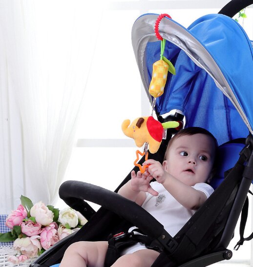 Plush Toy Stroller Crib Car Seat Hanging Baby Toys Clip On Wind Chime Teether Rattle Toy