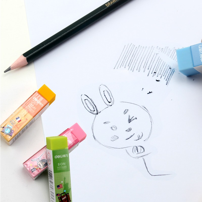 1 Pack 36Pcs Candy Colors Eraser Soft PVC 4B Pencil Erasers For School Office Small Size 60x15x15mm Clear Good to Use Deli 3045