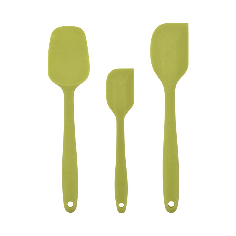 Baking Utensils Food Grade Silicone Scraper Three Piece Baking Set Salad Mixing Large and Small Scraper: green