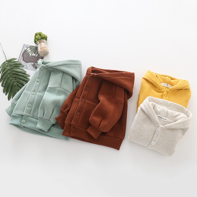 Citrus Herfst Lente Kinderen Kids Jongen Jas Effen Mode Meisje Lange Mouw Vest Baby Kapmantel Voor Peuters