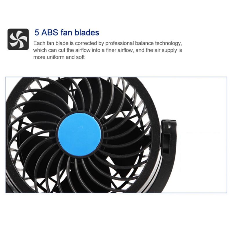 12V/24V Car Fan With Dual Head 360 Degree Rotation Variable Speed Auto Air Cooling Car Fans Truck Fans Car Accessories