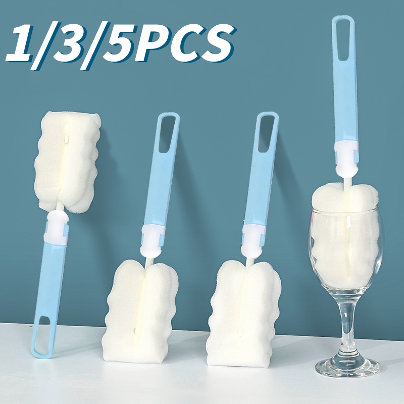 1/3/5 pezzi spazzola per tazza in spugna morbida manico lungo spazzola per bottiglia di spugna bevanda bicchiere di vino bottiglia di vetro lavaggio senza strumento di pulizia morto