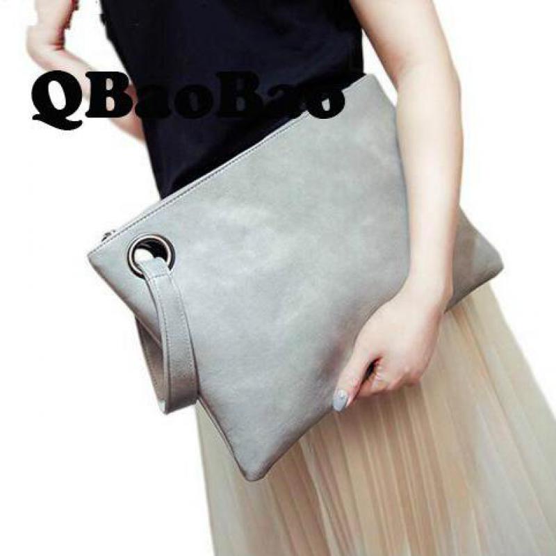 Corea nuevos sobres embrague grandes carteras día embragues Pu Retro bolso de mano Simple Casual mujer bolso