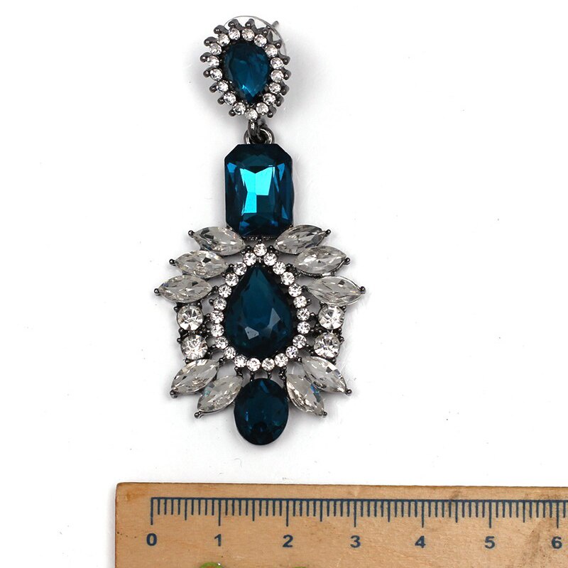 2022 Rhinestone Dangle Earrings High Green Blue Pendant Crystal Earrings Xmas Jewelry For Women