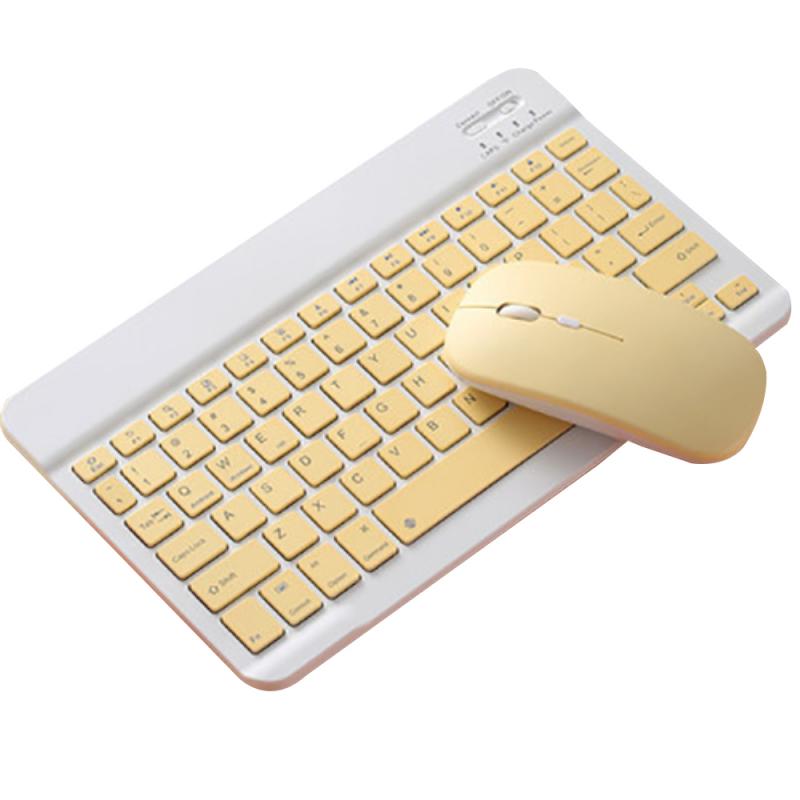 Portable Wireless Bluetooth Keyboard For IPad Samsung Xiaomi Android Tablet Ultra Thin Universal Bluetooth Keyboard Mouse Sets: Yellow Sets