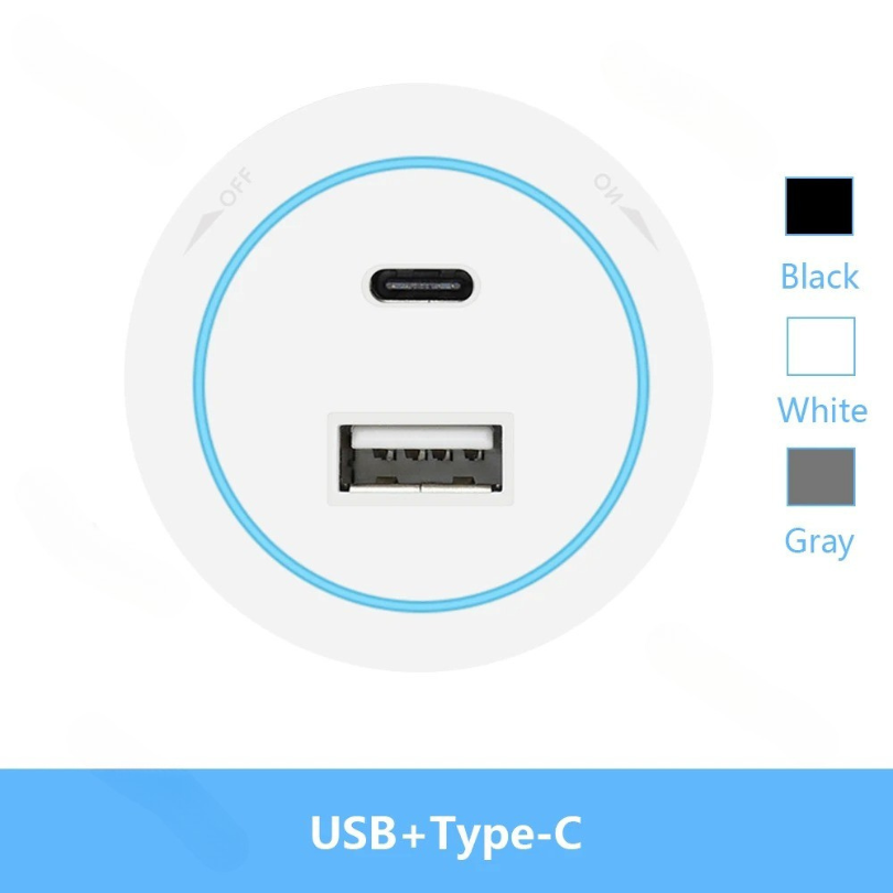 Electric Power Track Wall Mounted Wireless Slide Rail Socket Flexible Rotating Socket for Kitchen Tabletop Wall Outlet Extender: Type 17 / 85-220V