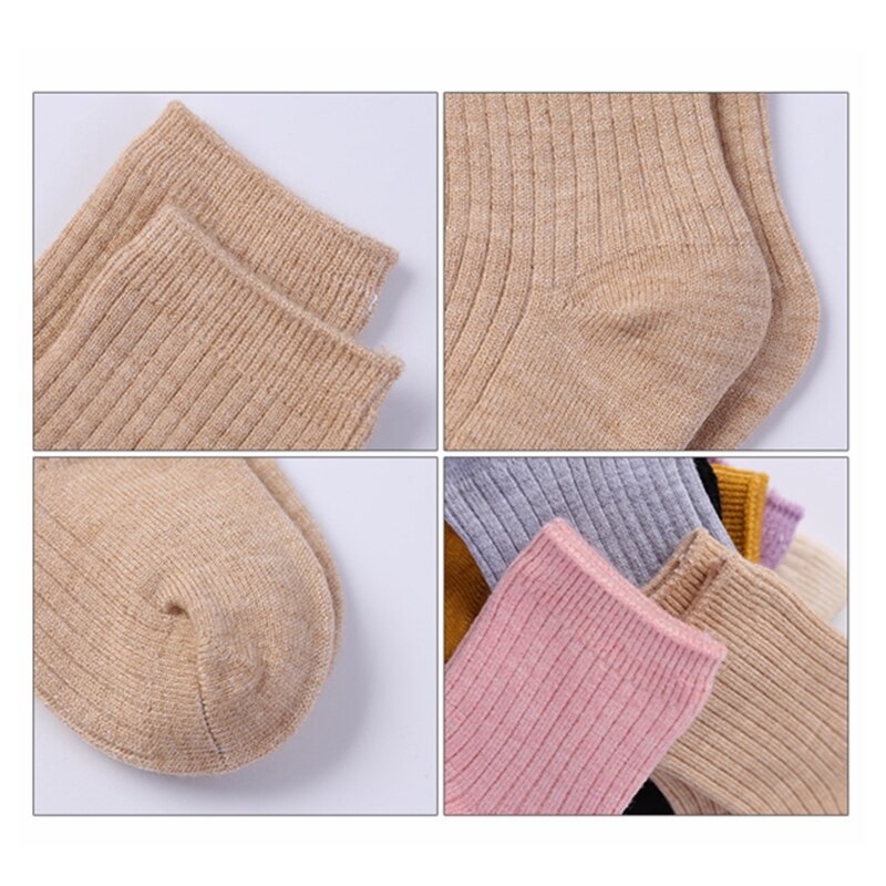 5Pairs Randomly Colors Baby Toddler Boys Girls Kid Cashmere Wool Thick Warm Winter Soft Socks CLL9039