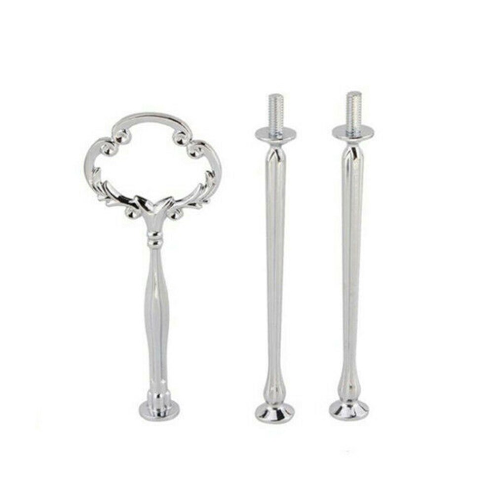 3 Tier Home Fitting Holder Mini Cake Cupcake Handle Plate Stand Party Decor Rod Tray Hardware Kitchen Tool Wedding: Silver