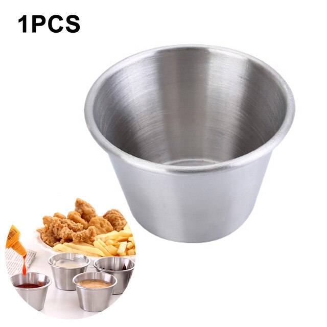 4pcs Stainless Steel Pot Dipping Bowl Small Sauce Cup Seasoning Dish Saucer Appetizer Plates Sauce Container for Restaurant: 1pcs