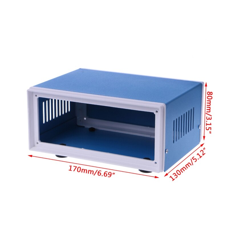 DIY Junction Box Blue Metal Enclosure Electronic Project Case Waterproof Rectangle Electrical Box (6.7x5.1x3.1")