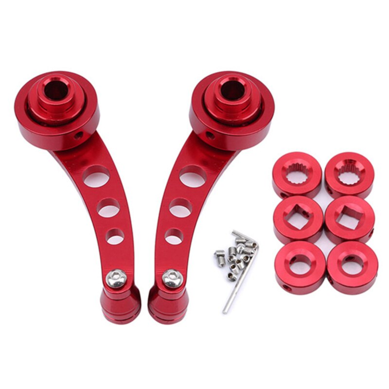 Aluminum Alloy Universal Car Window Handle Winder Riser Replacement Winder Crank Riser Set: Red