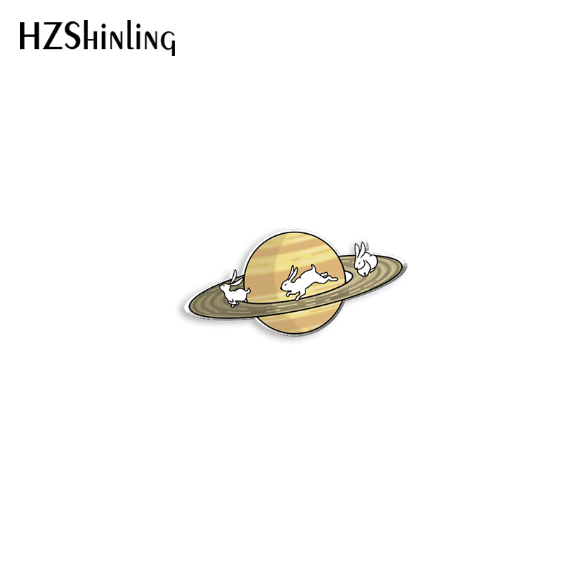 2022 Solar System Acrylic Lapel Pin Space Planets Epoxy Butterfly Clasp Pin Handmade Butterfly Brooch: Rhodium Plated