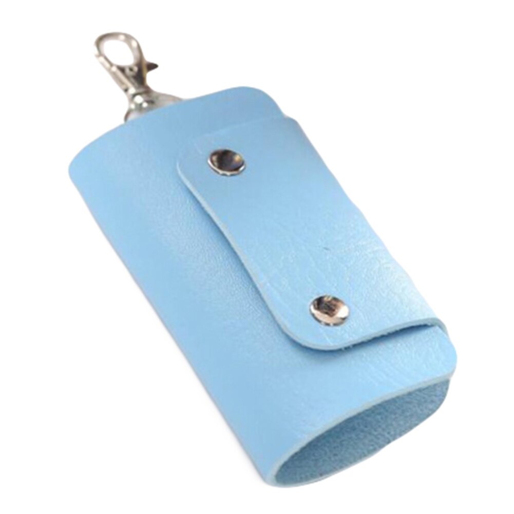 Funda organizadora de llaves de cuero, porta llavero, bolsa de botón magnética, funda de llave de coche, , porta llaves: Azul