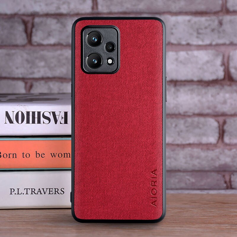 Case for OPPO Realme 9 Pro Plus Realme 9i coque Luxury textile Leather soft hard phone cover for oppo realme 9 pro case funda: Realme 9 Pro Plus / Red