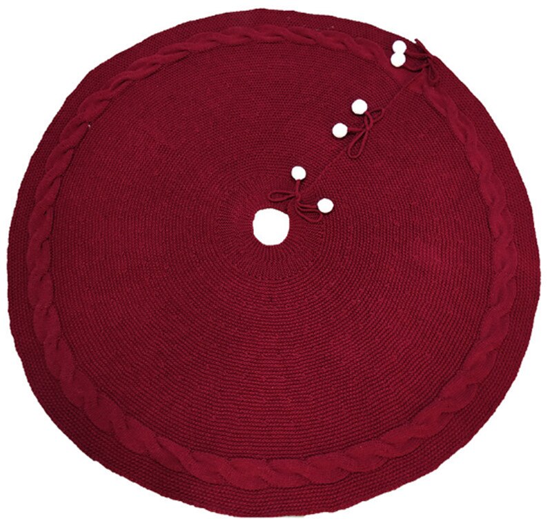 Kerstboom Mat Rok Gebreide Wollen Vloerkleed Cover Tapijt Xmas Party Home Decor: Bourgondië