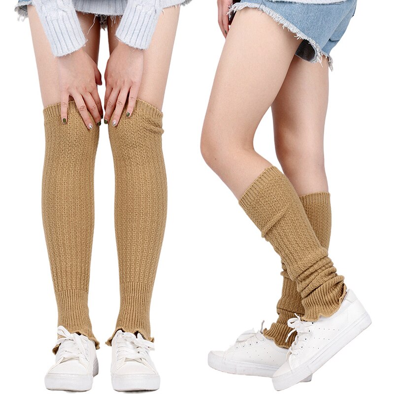 Women's Leg Warmer Soft Knitted Foot Cover Candy Color All-match Warming Boot Stockings 1 Pair Winter Loose Over Knee Socks