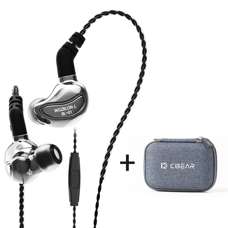 AK BLON BL-01 BL01 10mm Biological Fiber Diaphragm In Ear Earphone bl01 bl03 Sport Earphone BL03 BL05 BL05S blon max bl-max iems: Silver with mic case