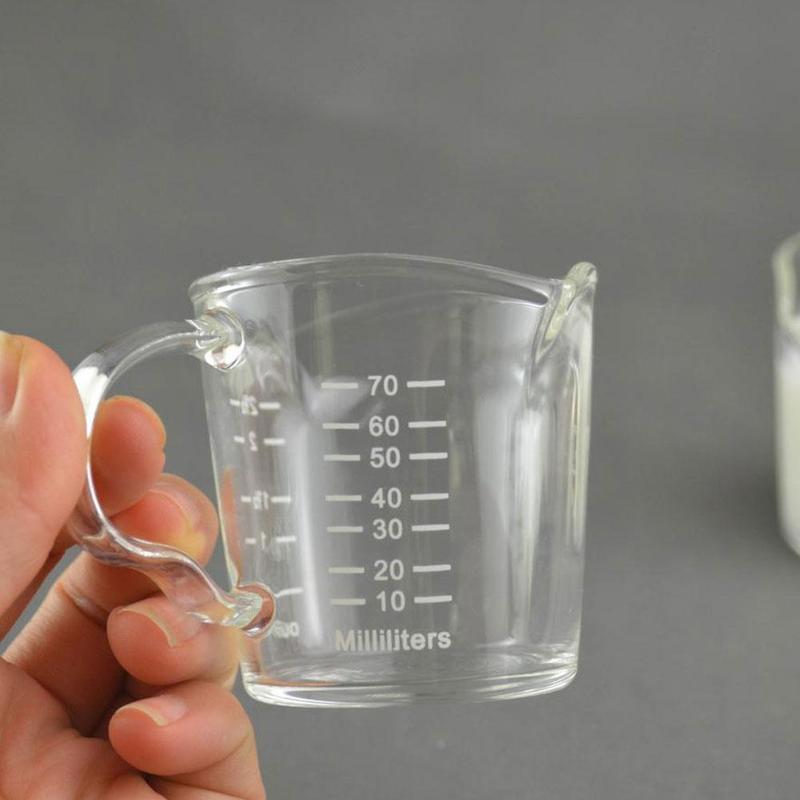70ml Heat-resistant Glass Measuring Cup Small Milk Cup Kitchen Jigger for Espresso Coffee Double-mouthed Ounce Cup