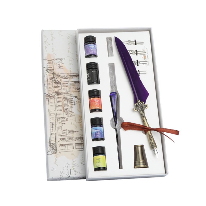 1 set vintage kalligrafie veer dip pen vulpen inktpunt kantoorbenodigdheden