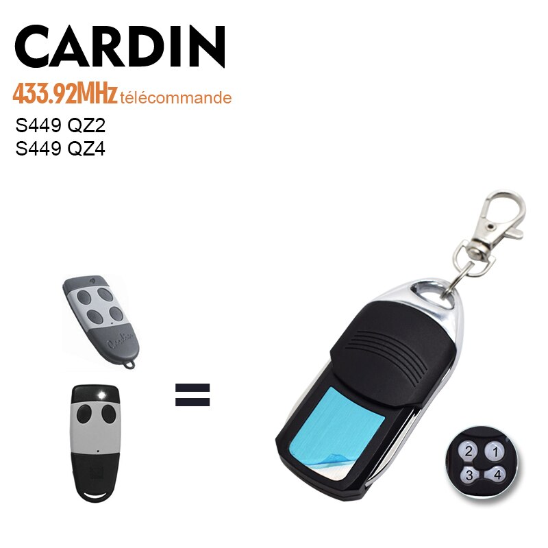 Cardin S449 QZ2 QZ4 Télécommande À Code Roulant 433mhz/pour CARDIN S476-TX2,S476-TX4 Télécommande de Porte De Garage de Commande