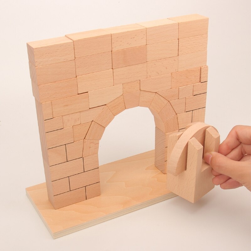 1Set Interactive Wooden Roman Arch Bridge Stacking Block Toy Stimulation Blocks Tumble Game Stacking Block Wooden Block