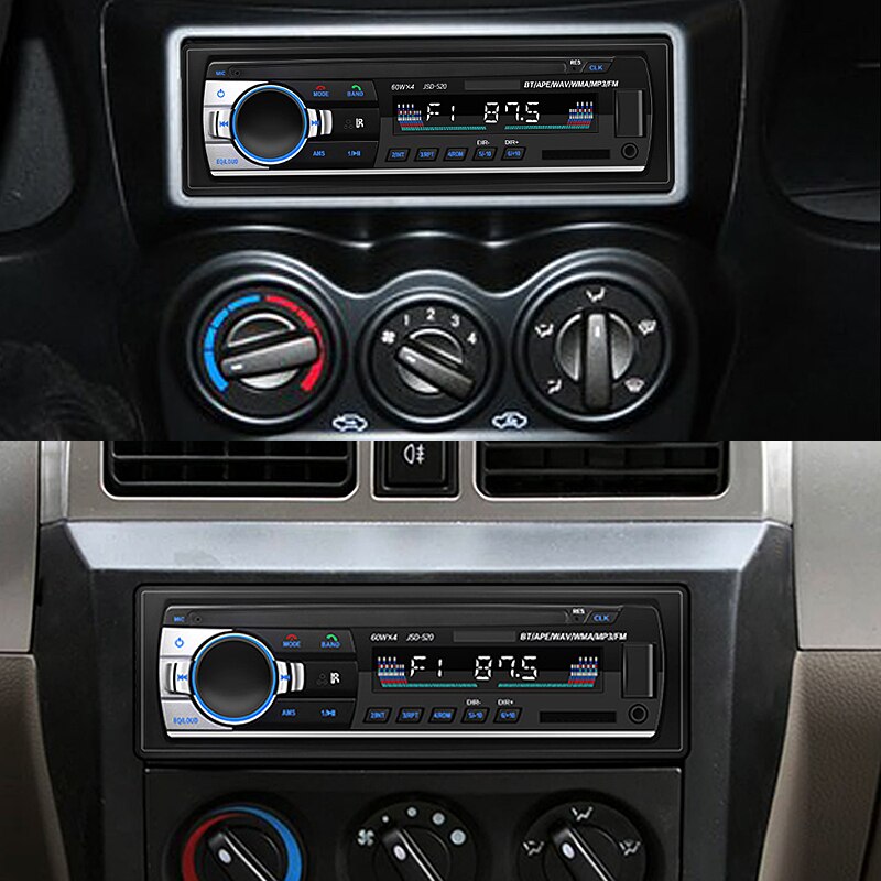 Bluetooth Autoradio Radio estéreo de coche FM RECEPTOR DE entrada Aux SD USB JSD-520 12V en el salpicadero 1 din reproductor Multimedia de MP3 para coche