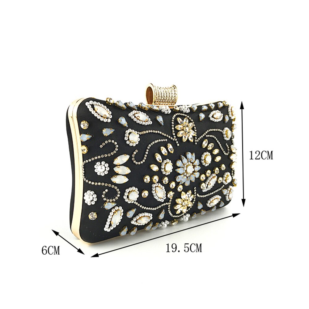 BaoYaFang Frauen Luxus Schwarz Kristall Handtaschen Partei Abend Taschen frau Hochzeit tasche für braut Kette Schulter Taschen Schild Kupplungen