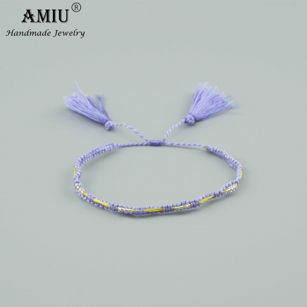 AMIU-pulsera de la amistad de arcoíris tejida a mano para hombre y mujer, conjunto de embalaje de pulseras hechas a mano, estilo bohemio, 6 uds.
