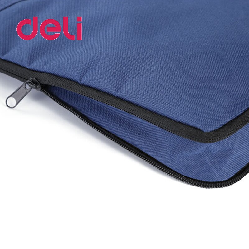 Deli 1pcs Waterproof File Folder Capacity Double Layers Document Holder Zipper File Bag with Handle Waterproof Canvas Handbag