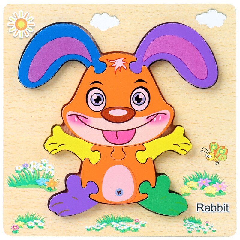Intelligence Kids Toy Wooden 3D Puzzle Jigsaw Tangram for Children Baby Cartoon Animal/Traffic Puzzles Educational Learning Toys: Chocolate
