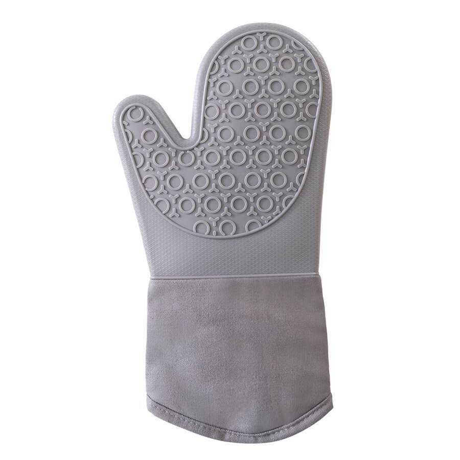 1PCS BBQ Glove 300-500 Centigrade Extreme Heat Resistant Silicone microwave kitchen Gloves Cooking Grill Oven Mitts Gloves: Ash