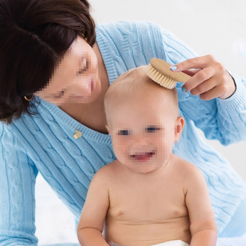 2 Teile/satz Neue Natürliche Wolle Baby Holz Pinsel Kamm einstellen Neugeborenen Haar Pinsel Kleinkind Kopf Massagegerät