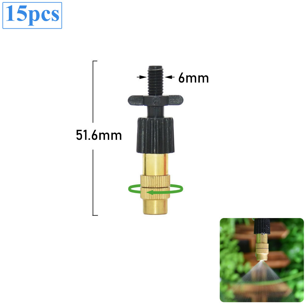 Micro Drip Irrigation Misting Nozzle Adjustable Spray Cooling Sprinkler 1/4 Tee Barb Connector For Garden Greenhouse: light green