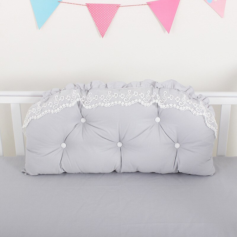 Baby Bed Bumper Kussen Katoen Kant Pasgeboren Wieg Crown Vorm Bed Rugleuning Baby Cot Protector Kussen Kinderkamer Decor ZT126: Grey