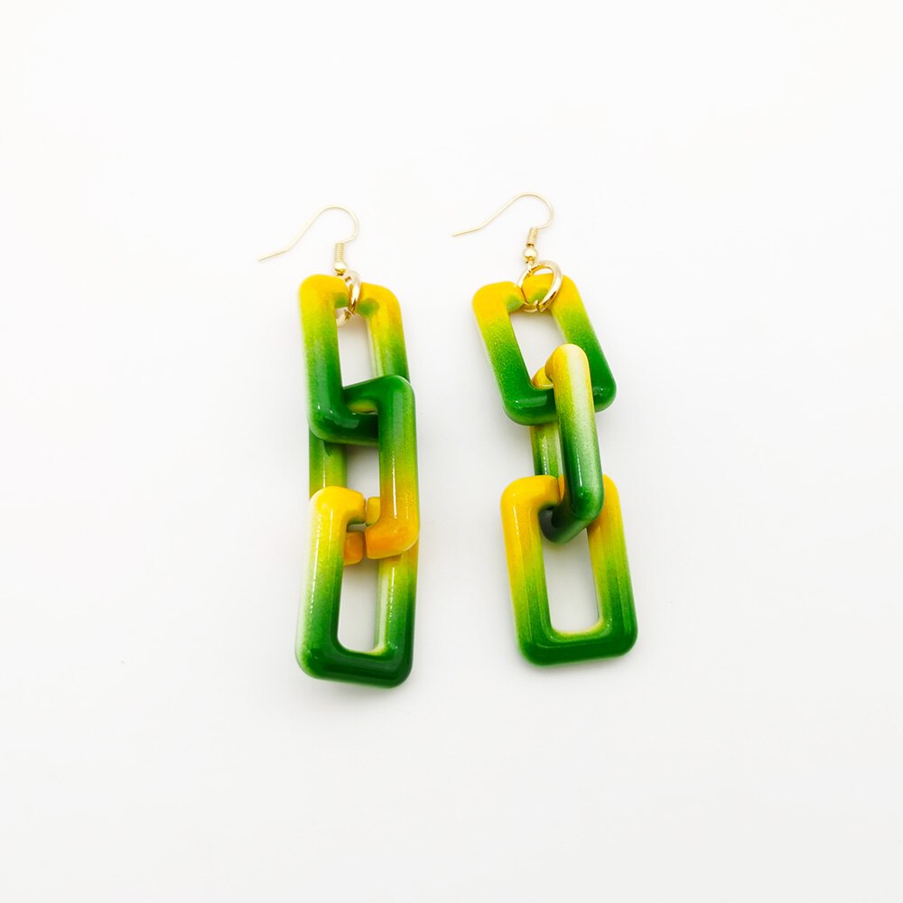 Necklaces Colorful Plastic Thick Chain Statement Choker Collar Necklace Hip Hop Night Club Jewelry For Women: green earring-1