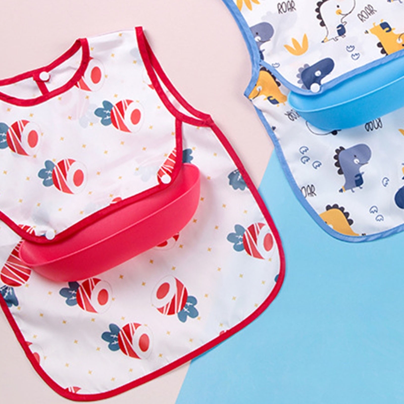 Waterdichte Baby Cartoon Gedrukt Bib Kinderen Mouwloze Schilderen Schort Zuigelingenvoeding Kiel Burp Doek Speeksel Handdoek