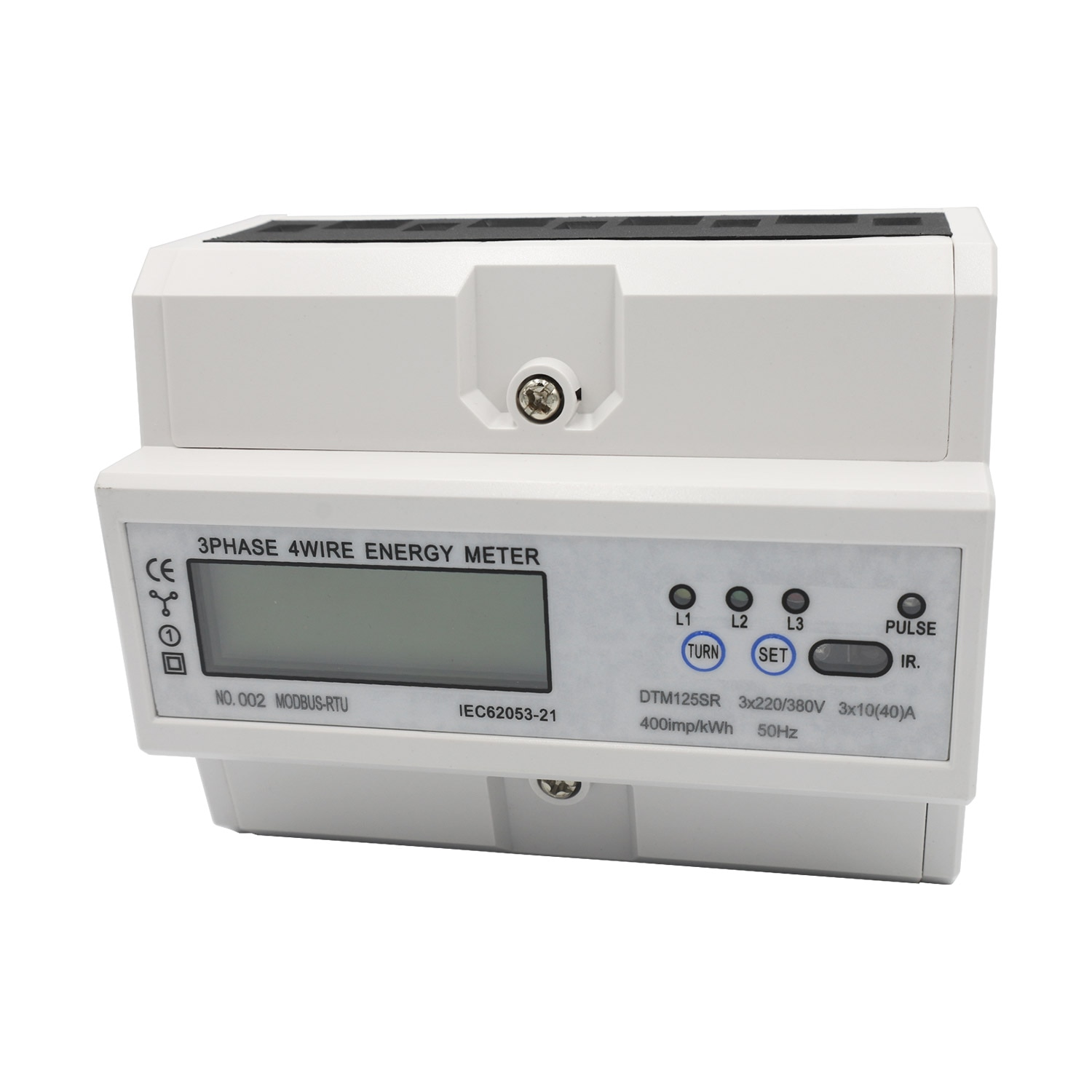 DTM125SR 3 Phase 4 Wire DIN-Rail Power Meter Energy Meter RS485 Watt Meter AC220/380V Electronic KWh Digital SWR Wattmeter
