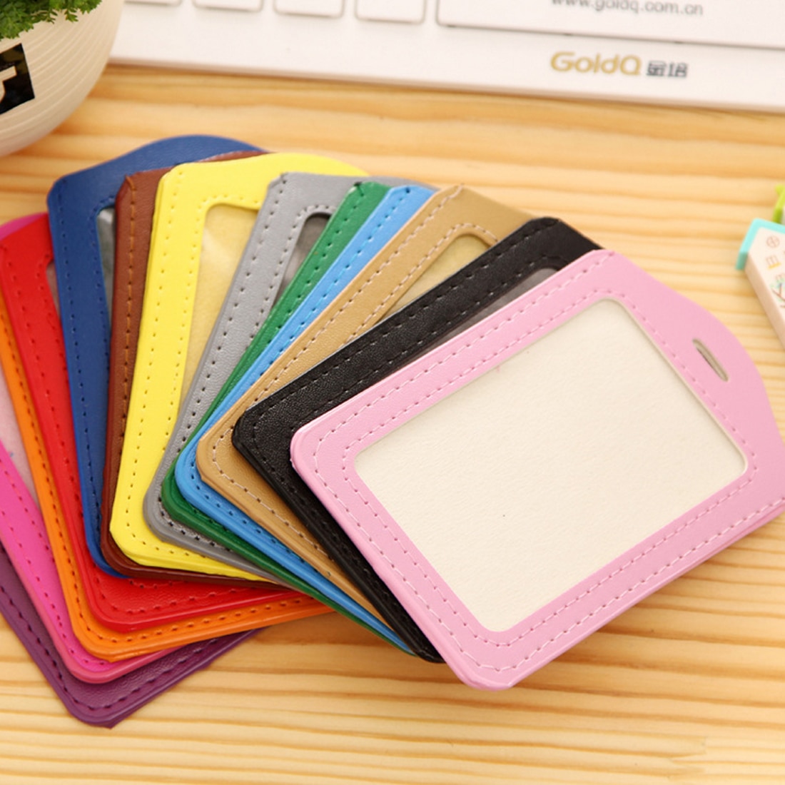 Universele Kleurrijke Pu Leer Creditcardhouders Bankkaart Neck Strap Card Id Houder Studenten Kids Identiteit Badge Card Cover