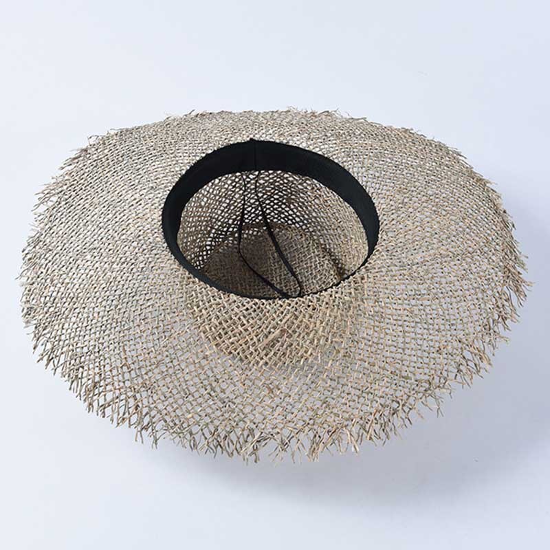 Las mujeres Fray tejido Seagrass sombrero fedora Casual sombrero playero para el sol de ala ancha sombrero de verano Unisex sombreros de paja para el Derby de Kentucky de viaje