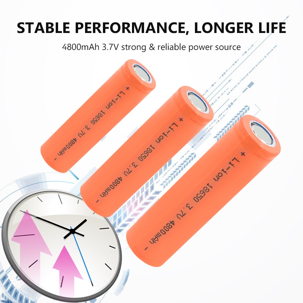 High Capacity 18650 Li-ion Battery 3.7V 4800mah Lithium Battery Rechargeable 18650 Cell 65.6x18.5mm For Remote Control Torch
