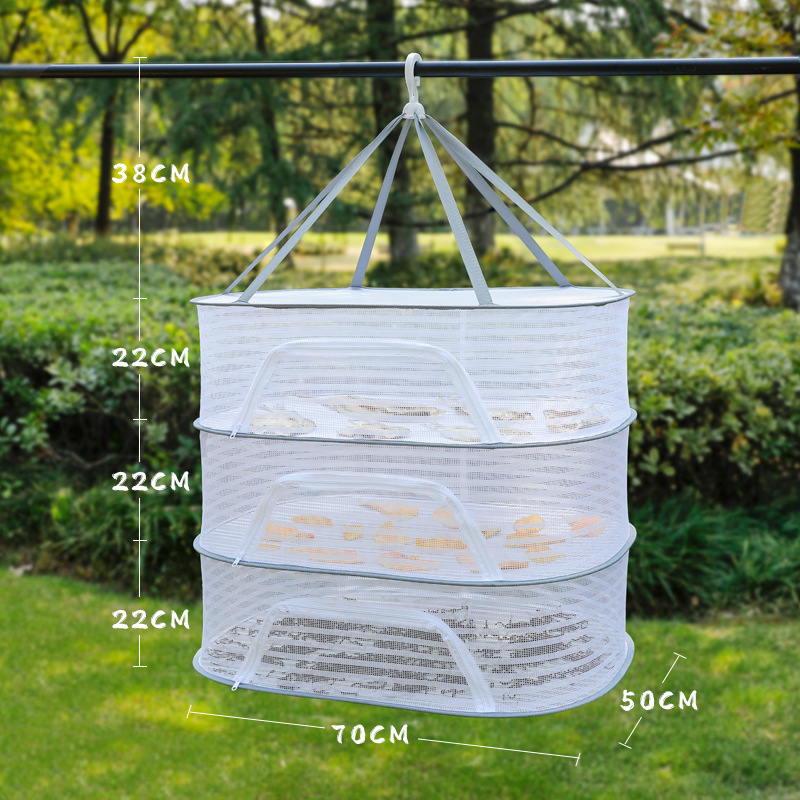 Three-layer drying net anti-mosquito drying fish net strong and durable dry goods net drying salted fish drying drying artifact: plum