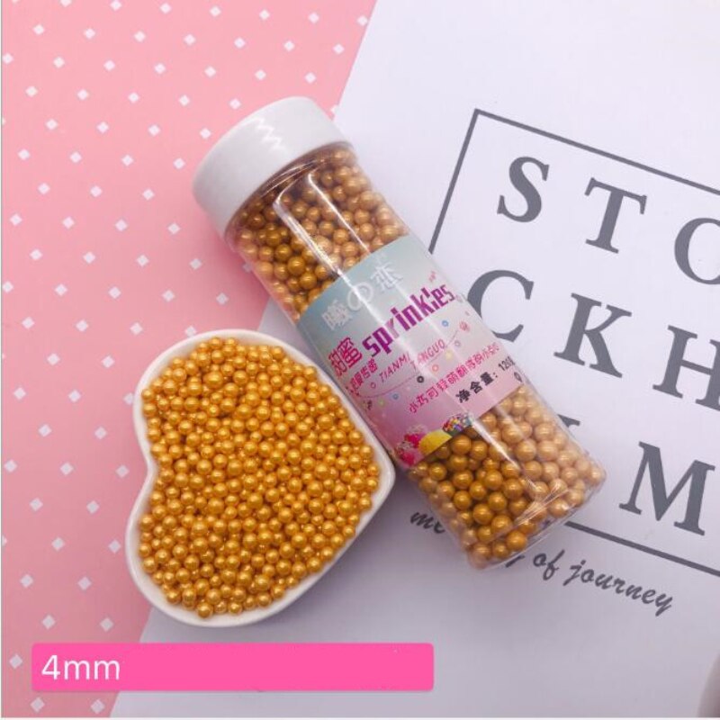10g Kleine Gold Herz Perlen Essbare Perle Fondant Kuchen DIY kuchen Backen Schokolade Dekoration Zucker Süßigkeiten Fimo Tonne: 4mm Perlen