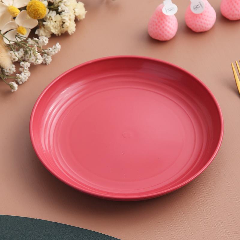 Ronde, met tarwevezels versierde plastic eettafelborden, herbruikbare dessertborden voor kamperen en picknicks, fruitborden, dinerborden, keukenbenodigdheden groothandel: Wit / 6 inch