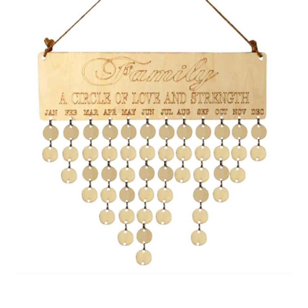 Wood Calendar Birthday Reminder Calendar Sign Board Wall Hanging Family Decor Birthday Tracker Plaque Calendar Listing Household: FX50 circle